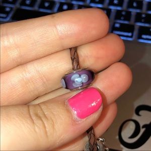 Purple Floral Murano Glass Pandora Charm